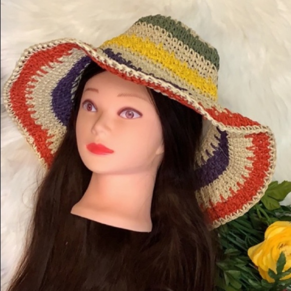 NEW! Colorful Striped Bucket Sunhat - Picture 2 of 2